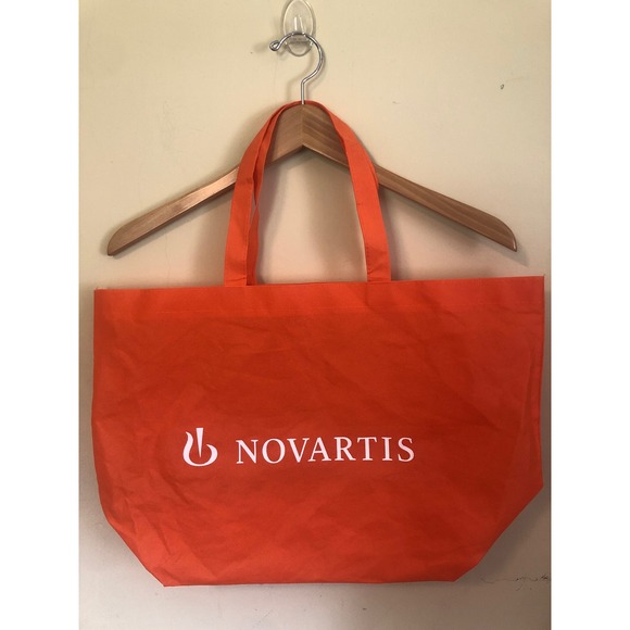 Novartis Promotional Tote Bag Orange Reusable Non-Woven Shopping Grocery Bag